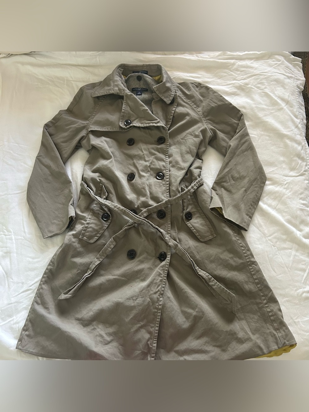 GAP Women's Taupe Double-Breasted Trench Coat